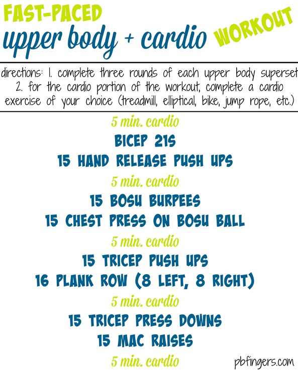 Upper Body Cardio Workout Peanut Butter Fingers