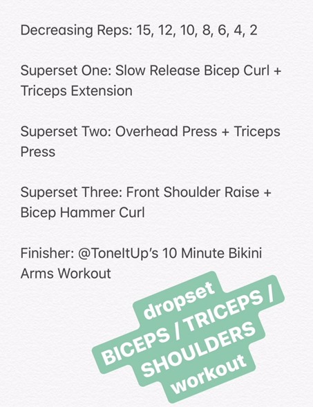 biceps triceps shoulder dropset