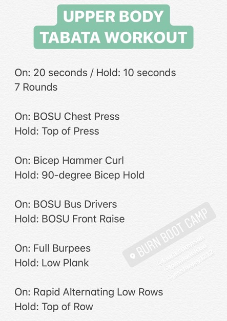 burn boot camp upper body tabata