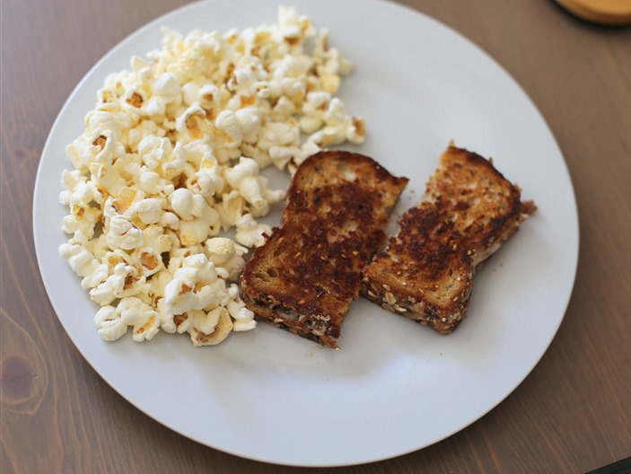 grilled cheese and popcorn