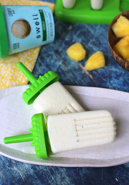 High Protein Pina Colada Popsicles