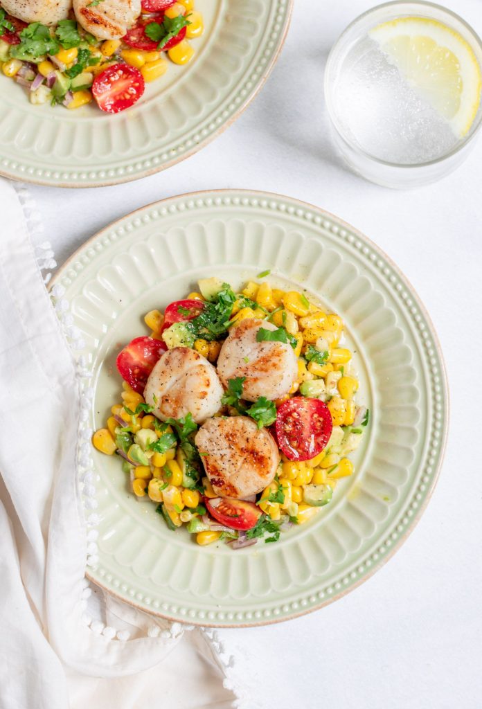 Grilled Scallops with Sweet Corn and Tomato Salad