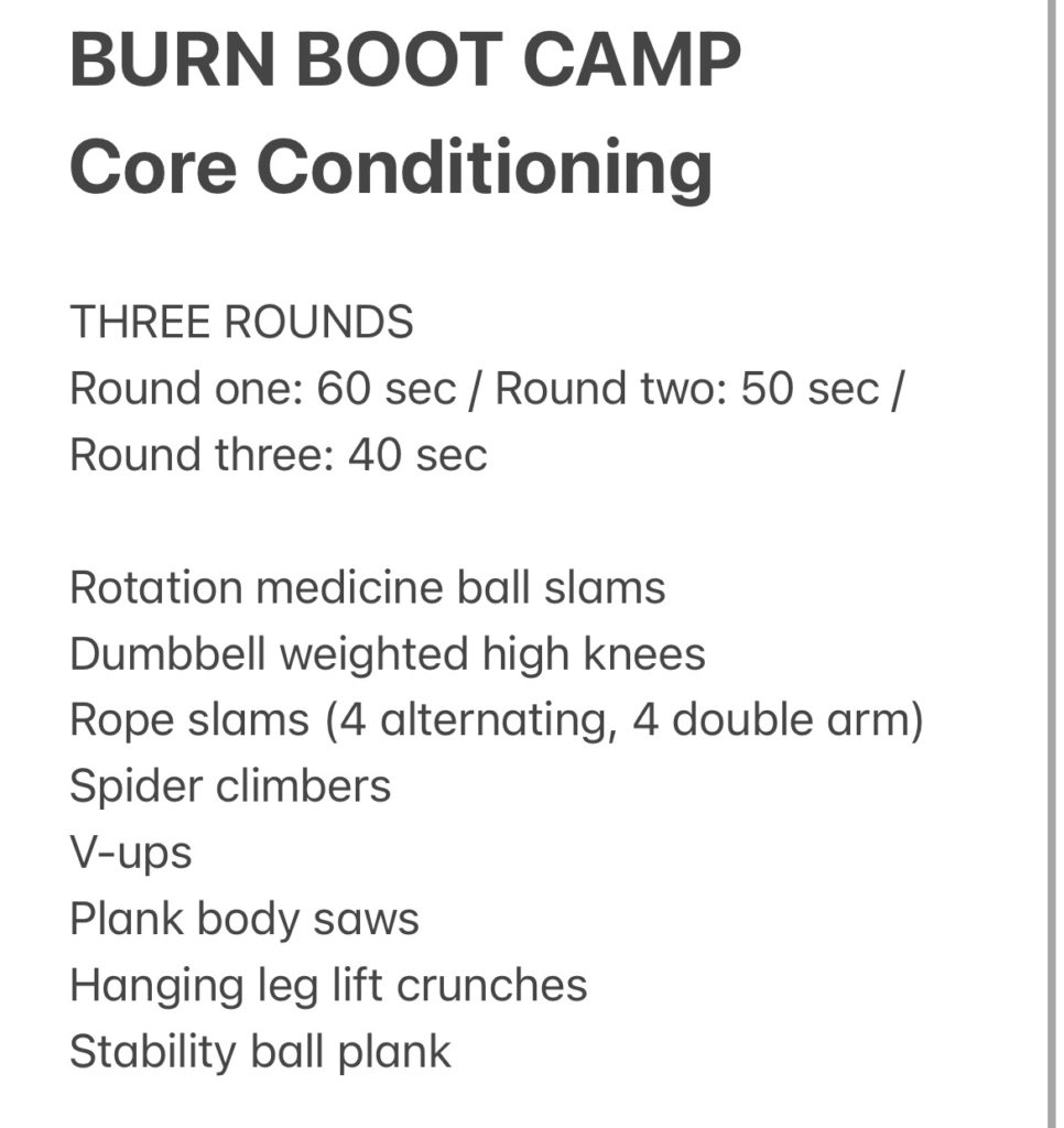 burn boot camp core conditioning 