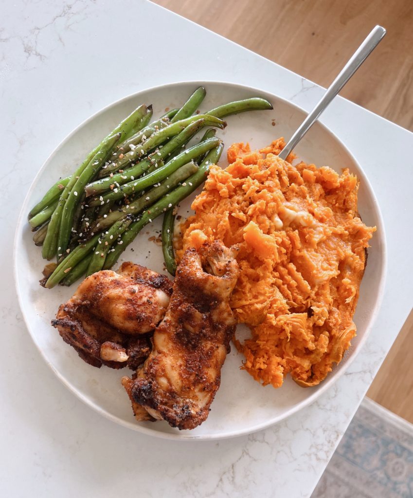 chicken sweet potato sesame green beans