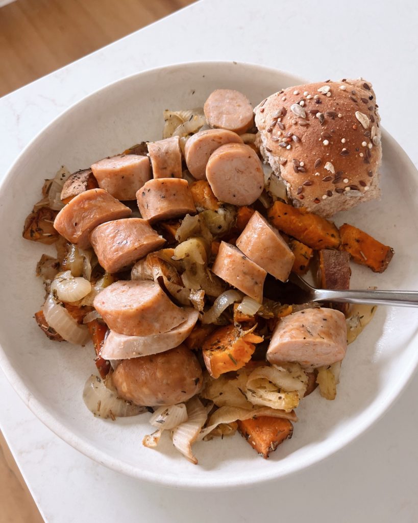 chicken sausage sweet potato bake